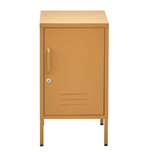Mini Metal Locker Storage Shelf Organizer Cabinet Bedroom Yellow - image1