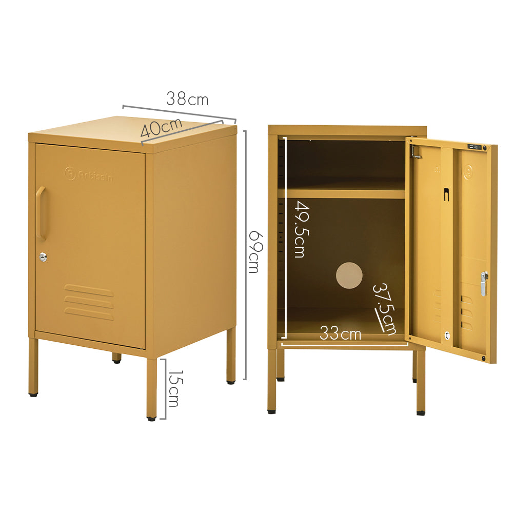 Mini Metal Locker Storage Shelf Organizer Cabinet Bedroom Yellow - image2