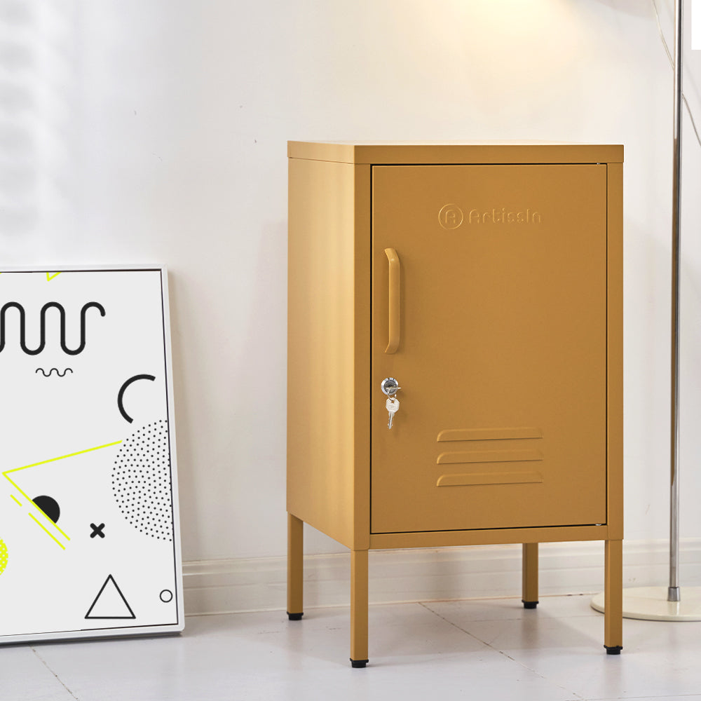 Mini Metal Locker Storage Shelf Organizer Cabinet Bedroom Yellow - image5