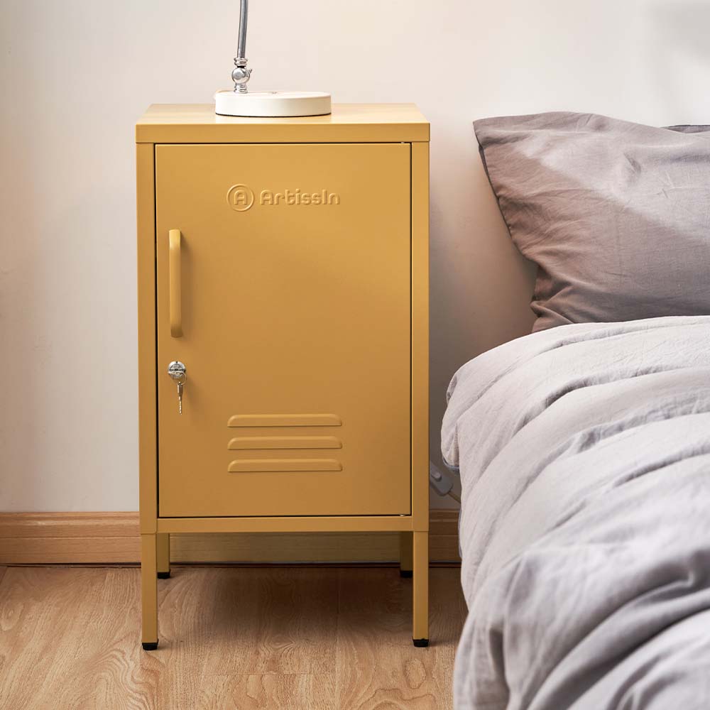 Mini Metal Locker Storage Shelf Organizer Cabinet Bedroom Yellow - image8