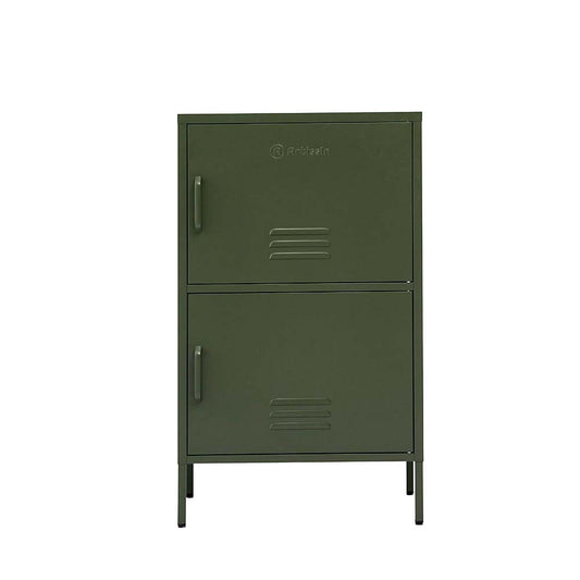Double Storage Cabinet Shelf Organizer Bedroom Green - image1