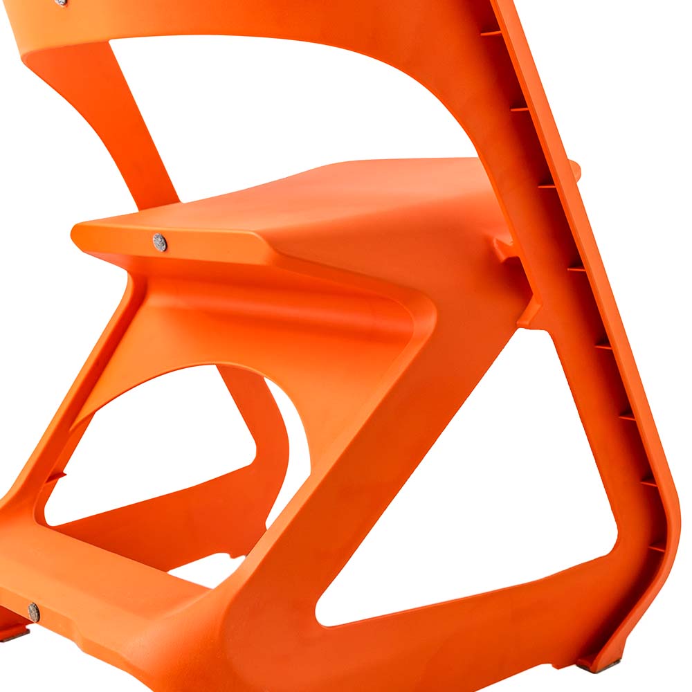 Set of 4 Dining Chairs Office Cafe Lounge Seat Stackable Plastic Leisure Chairs Orange - image4