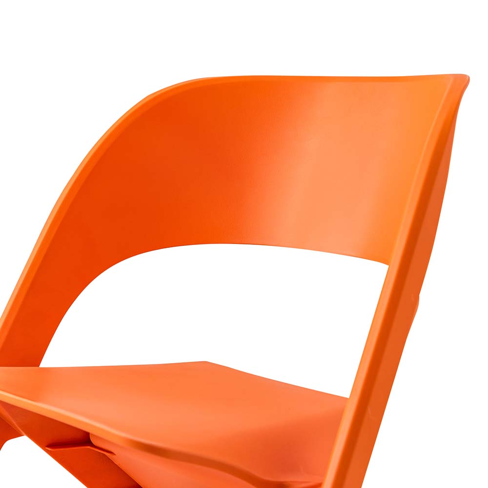 Set of 4 Dining Chairs Office Cafe Lounge Seat Stackable Plastic Leisure Chairs Orange - image5