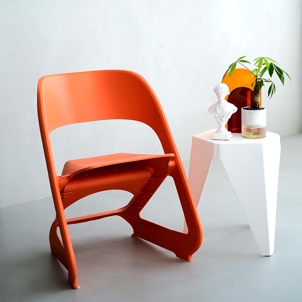 Set of 4 Dining Chairs Office Cafe Lounge Seat Stackable Plastic Leisure Chairs Orange - image8