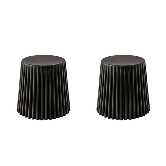 Set of 2 Cupcake Stool Plastic Stacking Stools Chair Outdoor Indoor Black - image1