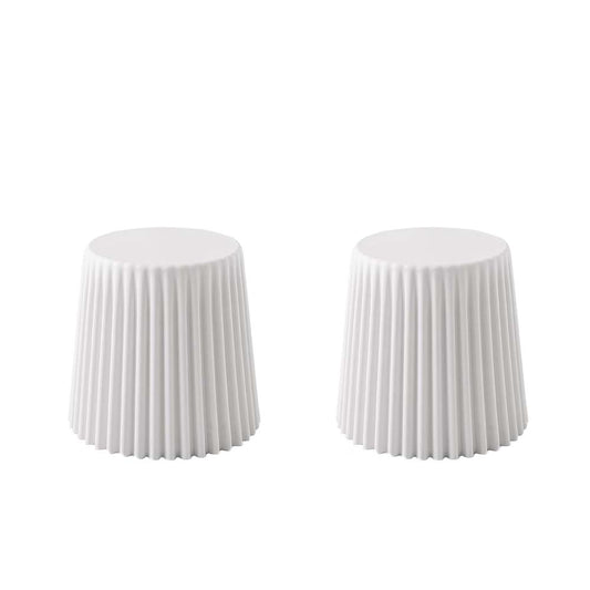 Set of 2 Cupcake Stool Plastic Stacking Stools Chair Outdoor Indoor White - image1