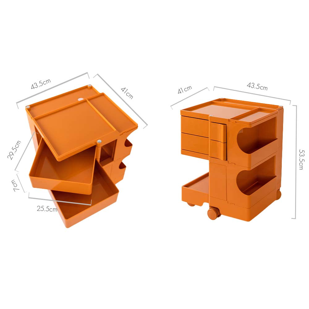 Replica Boby Trolley Storage Bedside Table Mobile Cart 3 Tier Orange - image2