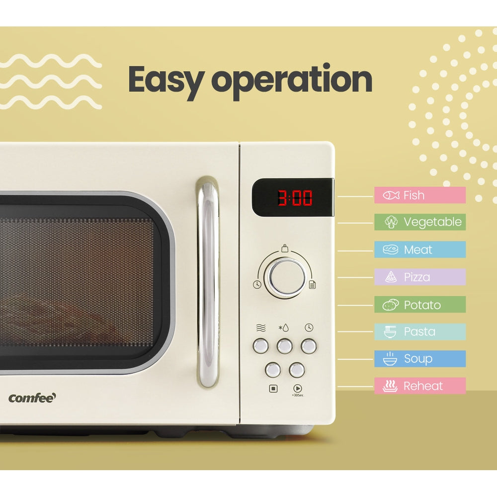 Comfee 20L Microwave Oven 800W Countertop Kitchen 8 Cooking Settings Cream - image5