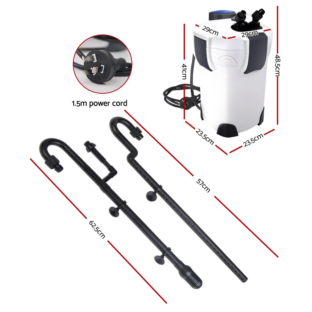 Aquarium External Canister Filter Aqua Fish Tank UV Light with Media Kit 2400L/H - image2