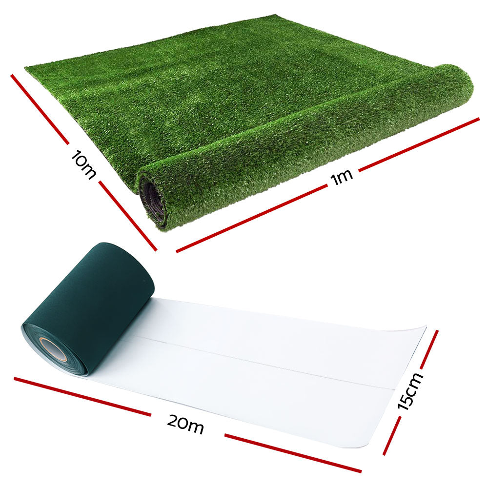 Primeturf 1x10m Artificial Grass Synthetic Fake 10SQM Turf Lawn 17mm Tape - image2