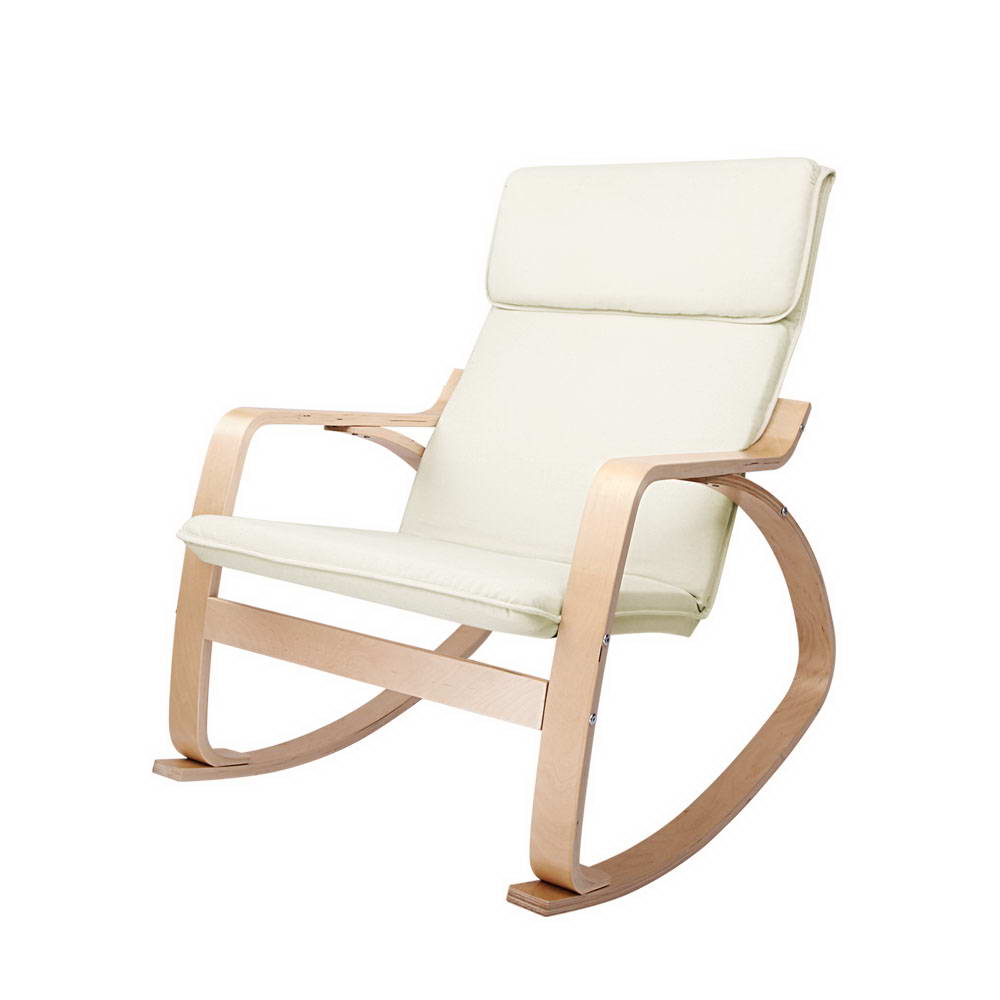 Fabric Rocking Armchair - Beige - image1