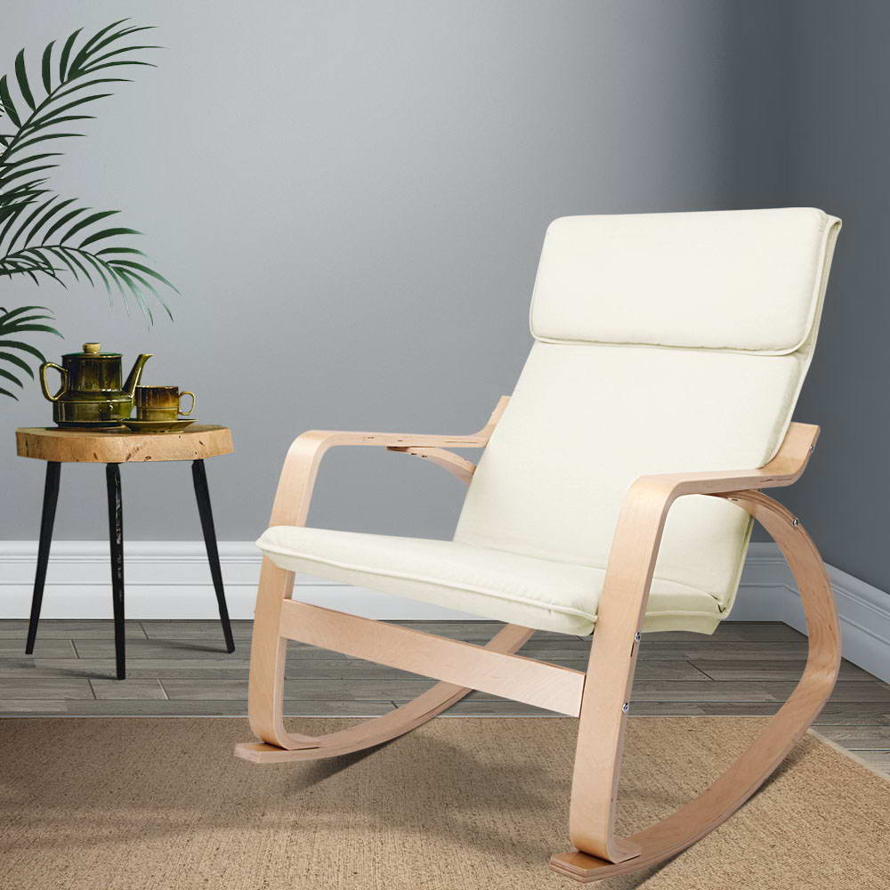 Fabric Rocking Armchair - Beige - image9