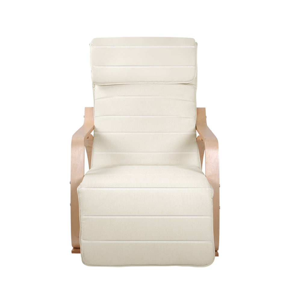 Fabric Rocking Armchair with Adjustable Footrest - Beige - image3