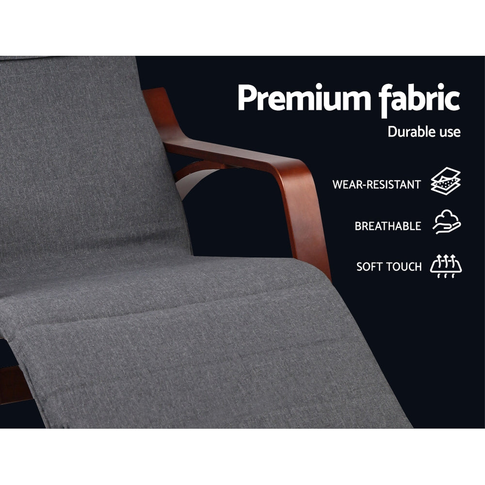 Fabric Rocking Armchair with Adjustable Footrest - Charcoal - image5