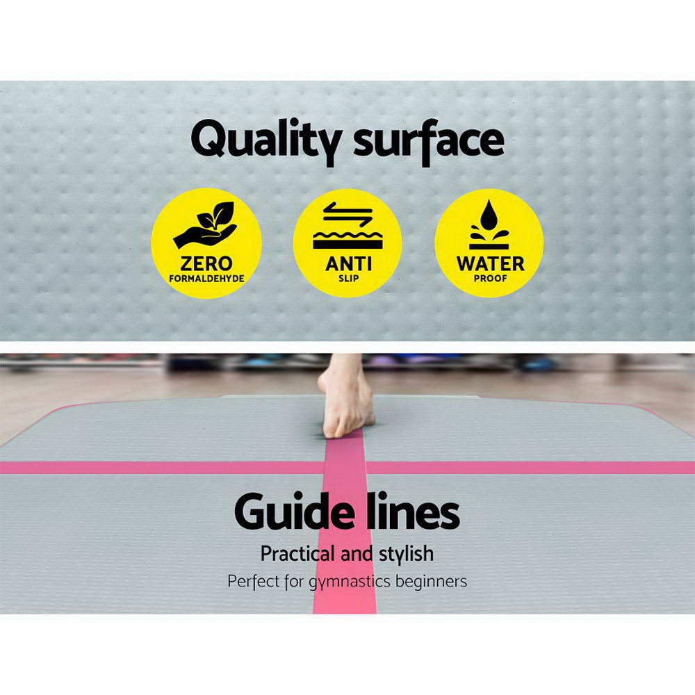 3m x 1m Air Track Mat Gymnastic Tumbling Pink and Grey - image5