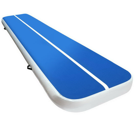 4m x 1m Inflatable Air Track Mat 20cm Thick Gymnastic Tumbling Blue And White - image1