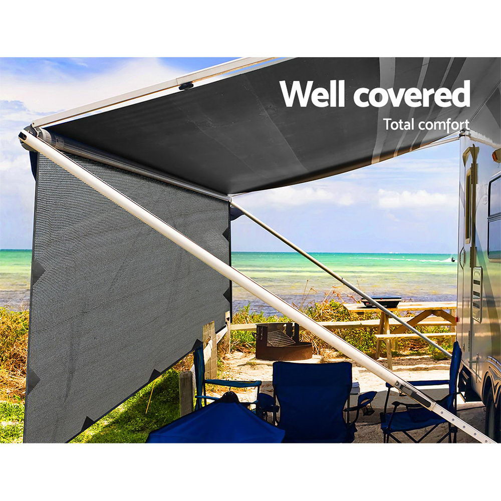 3.4M Caravan Privacy Screens 1.95m Roll Out Awning End Wall Side Sun Shade - image4