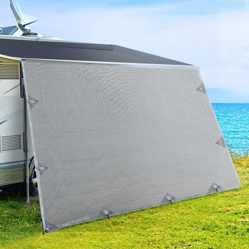 3.4M Caravan Privacy Screens 1.95m Roll Out Awning End Wall Side Sun Shade - image7