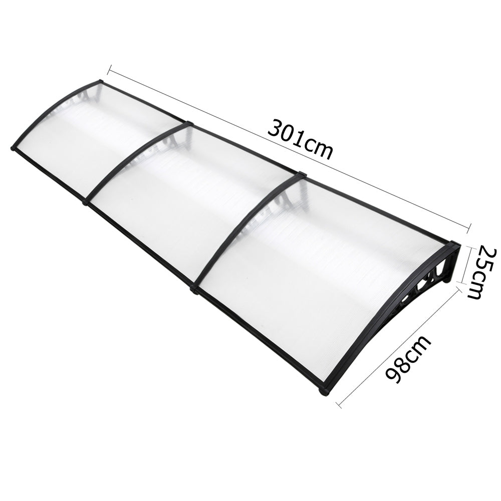 DIY Window Door Awning Shade 1 x 3m - Transparent - image2