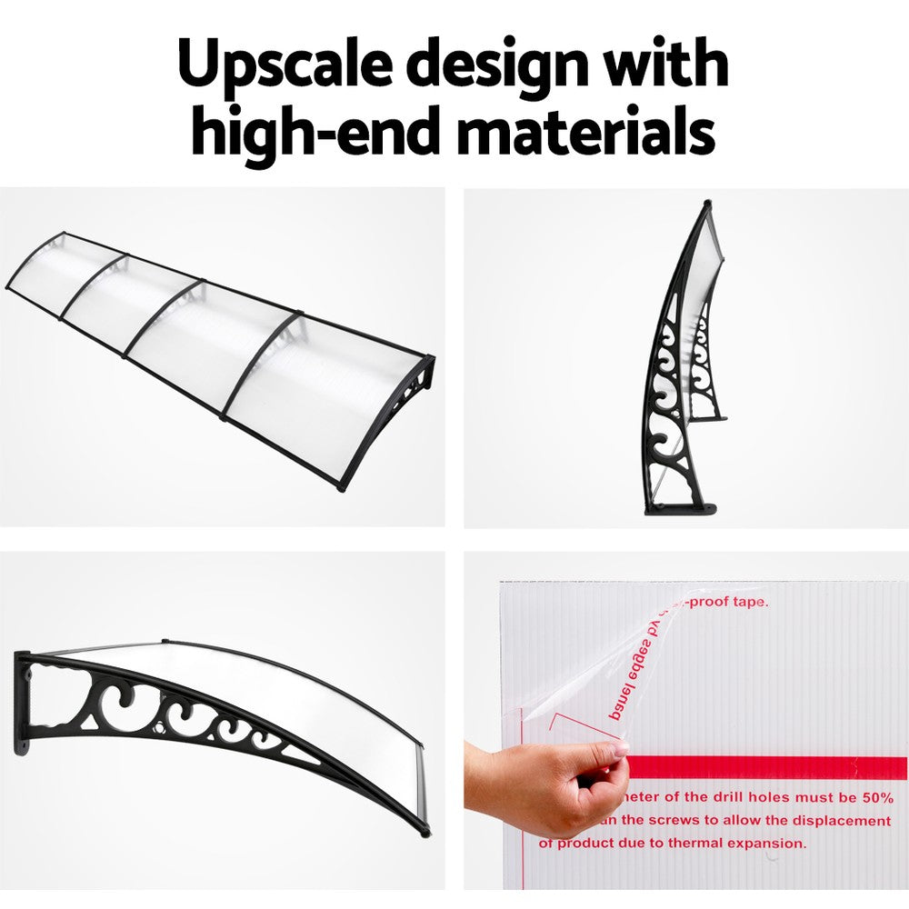 Window Door Awning Door Canopy Patio UV Sun Shield Transparent 1mx4m DIY - image6