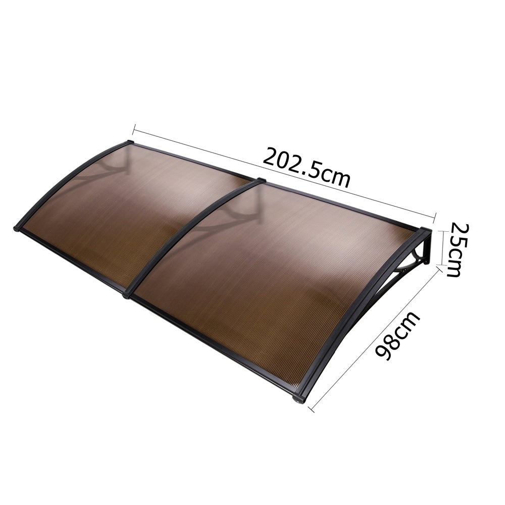 Window Door Awning Door Canopy Patio UV Sun Shield BROWN 1mx2m DIY - image2