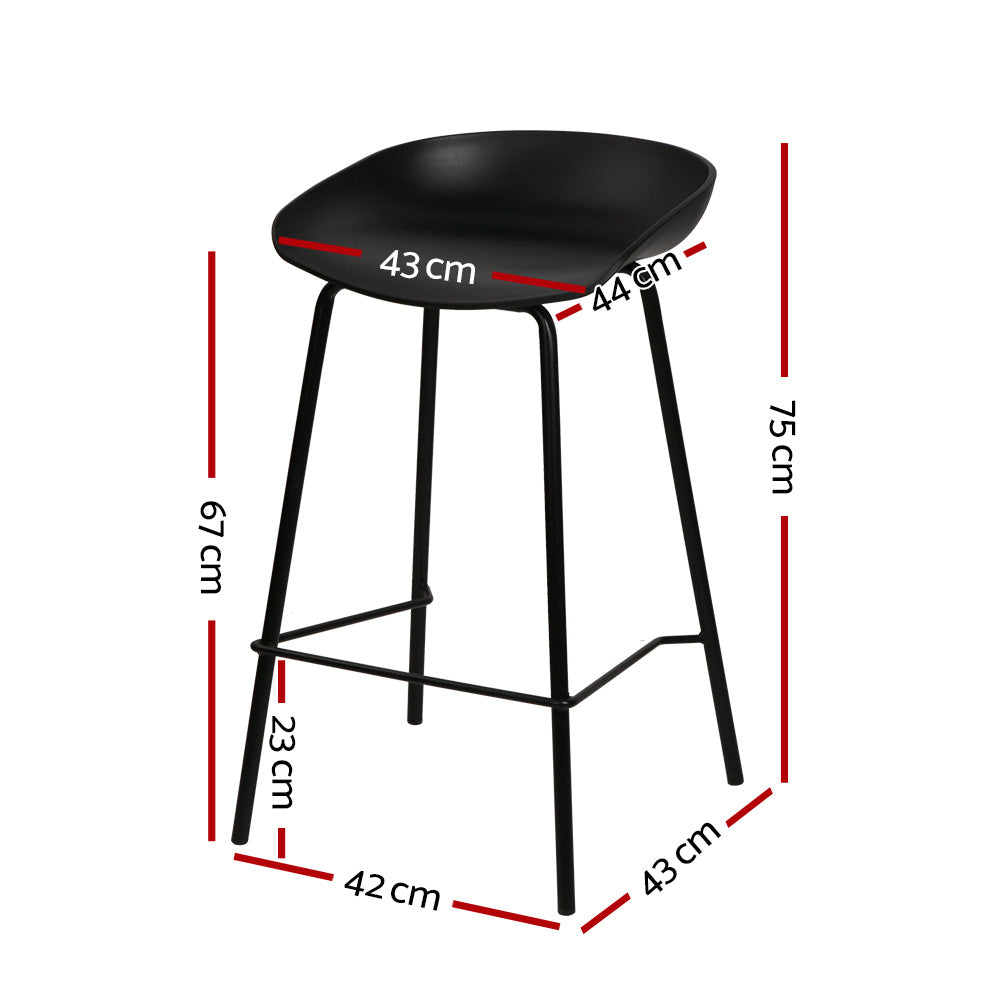 Set of 2 Metal Bar Stools - Black - image2