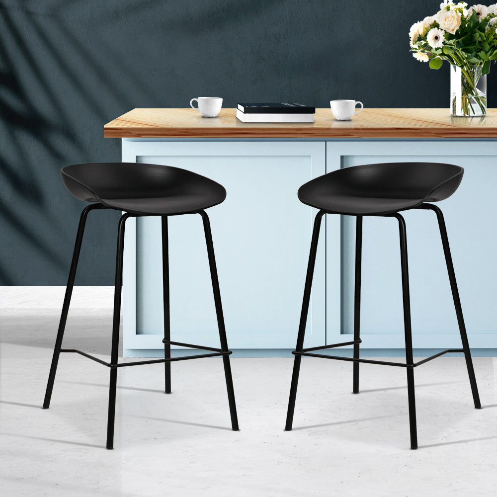 Set of 2 Metal Bar Stools - Black - image7