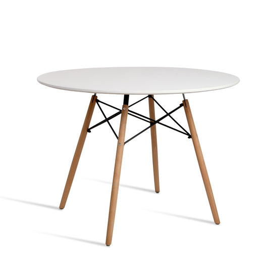 Dining Table 4 Seater Round Replica DSW Eiffel Kitchen Timber White - image1