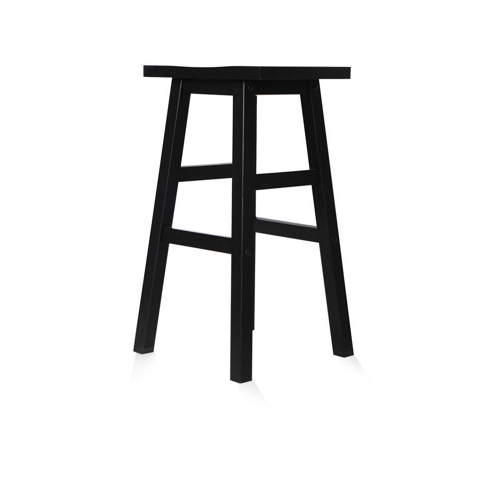 Set of 2 Beech Wood Bar Stools - Black - image3