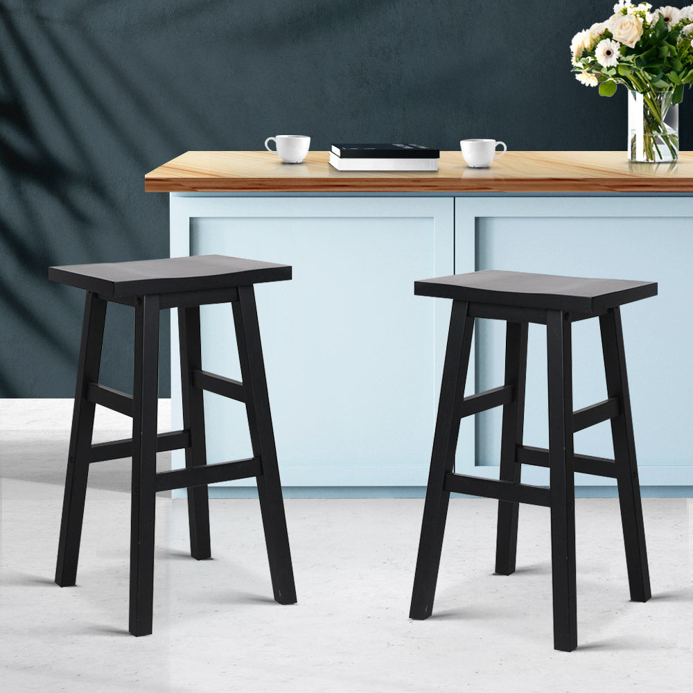 Set of 2 Beech Wood Bar Stools - Black - image10