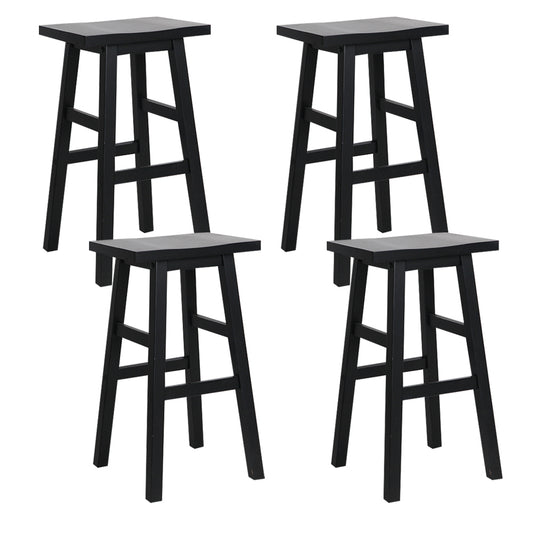 set of 4 Wooden Bar Stools Kitchen Bar Stool Chairs Barstools Black - image1