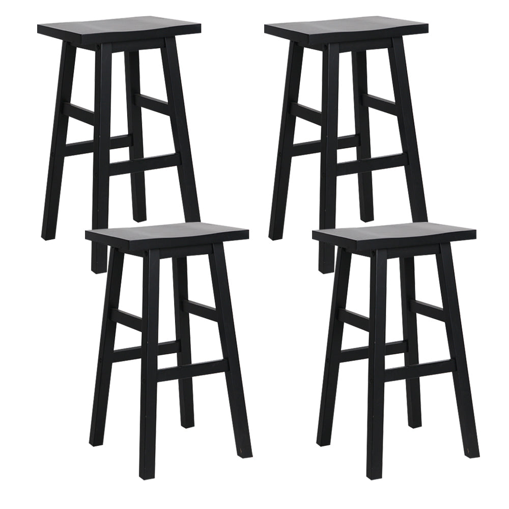 Set of 4 Beech Wood Bar Stools - Black - image1