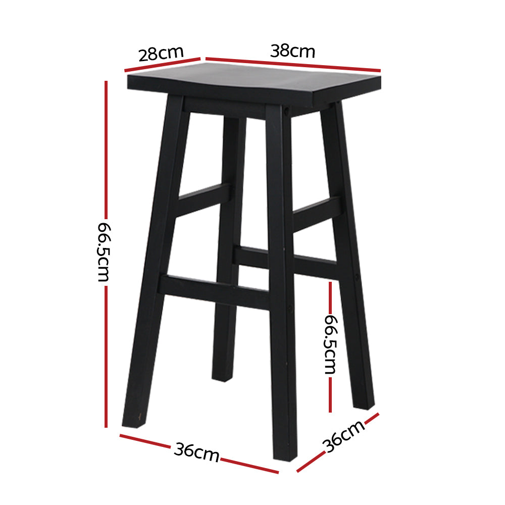 set of 4 Wooden Bar Stools Kitchen Bar Stool Chairs Barstools Black - image2