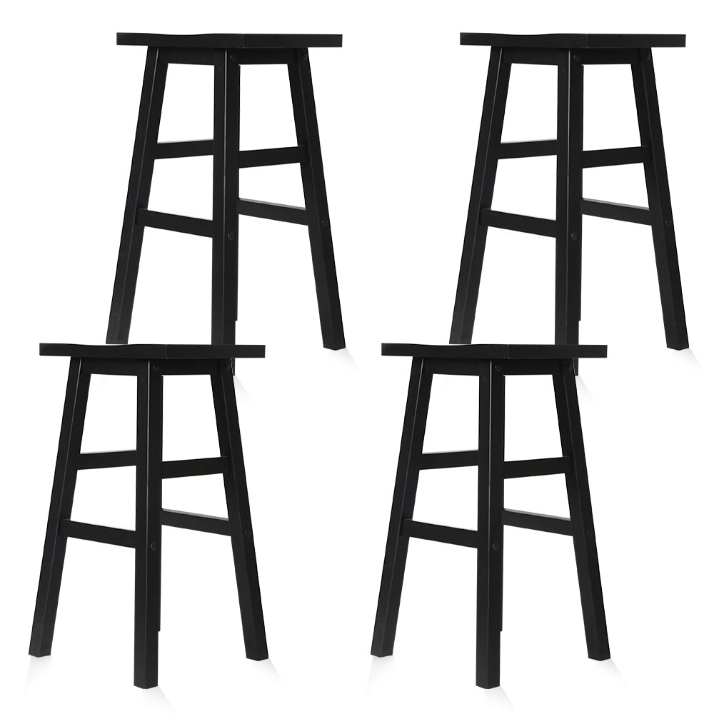 set of 4 Wooden Bar Stools Kitchen Bar Stool Chairs Barstools Black - image3