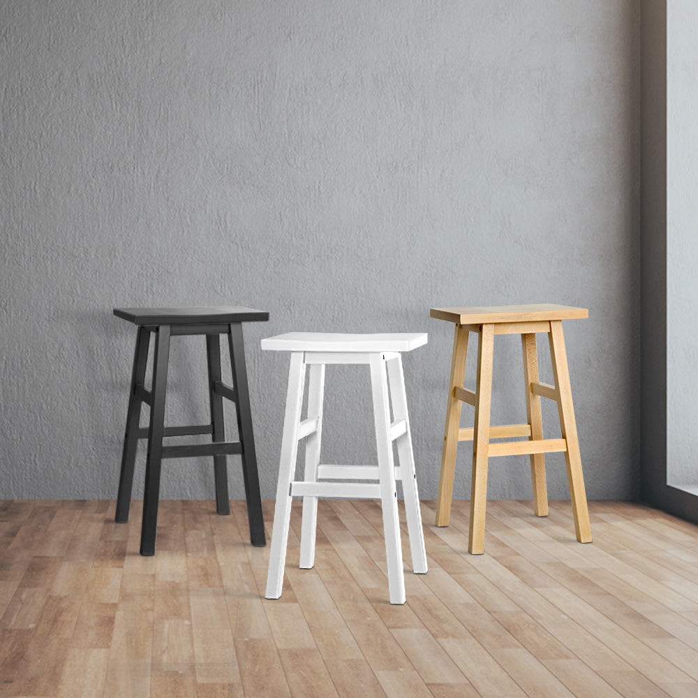 Set of 4 Beech Wood Bar Stools - Black - image7