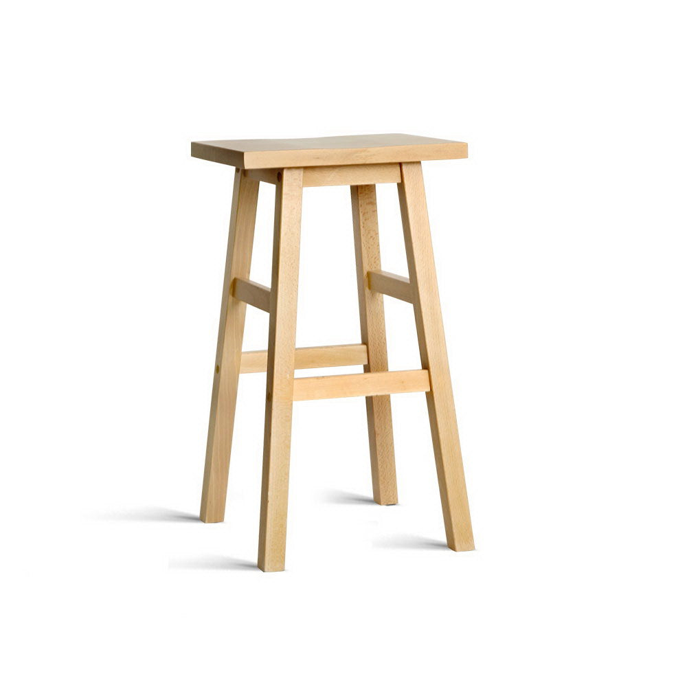 Set of 2 Beech Wood Bar Stools - Natural - image1