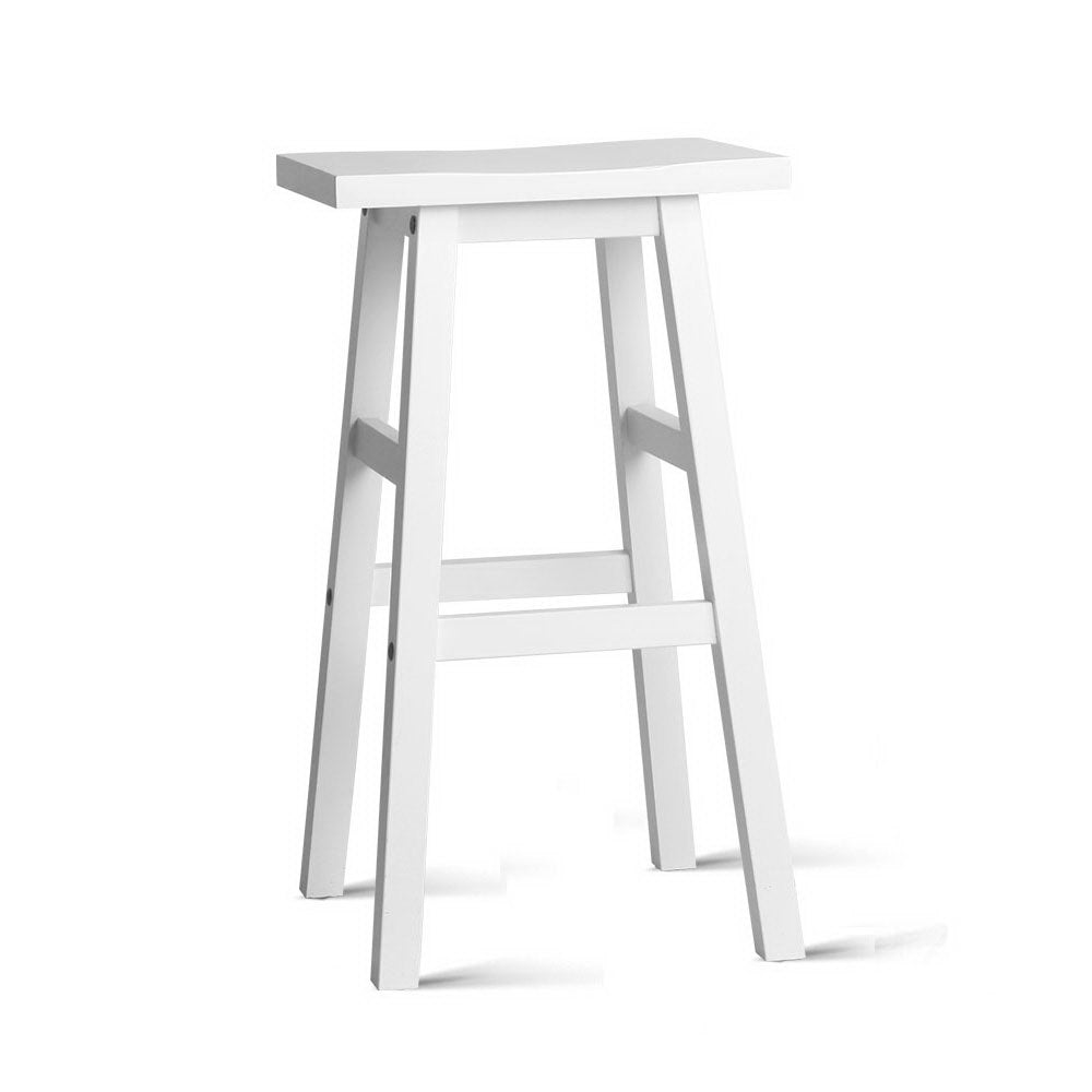 Set of 2 Beech Wood Bar Stools - White - image1