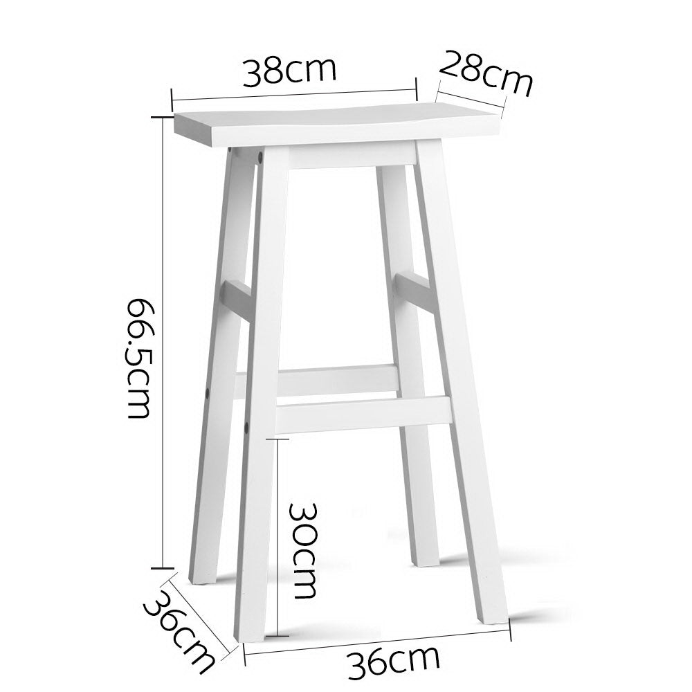 Set of 2 Beech Wood Bar Stools - White - image2