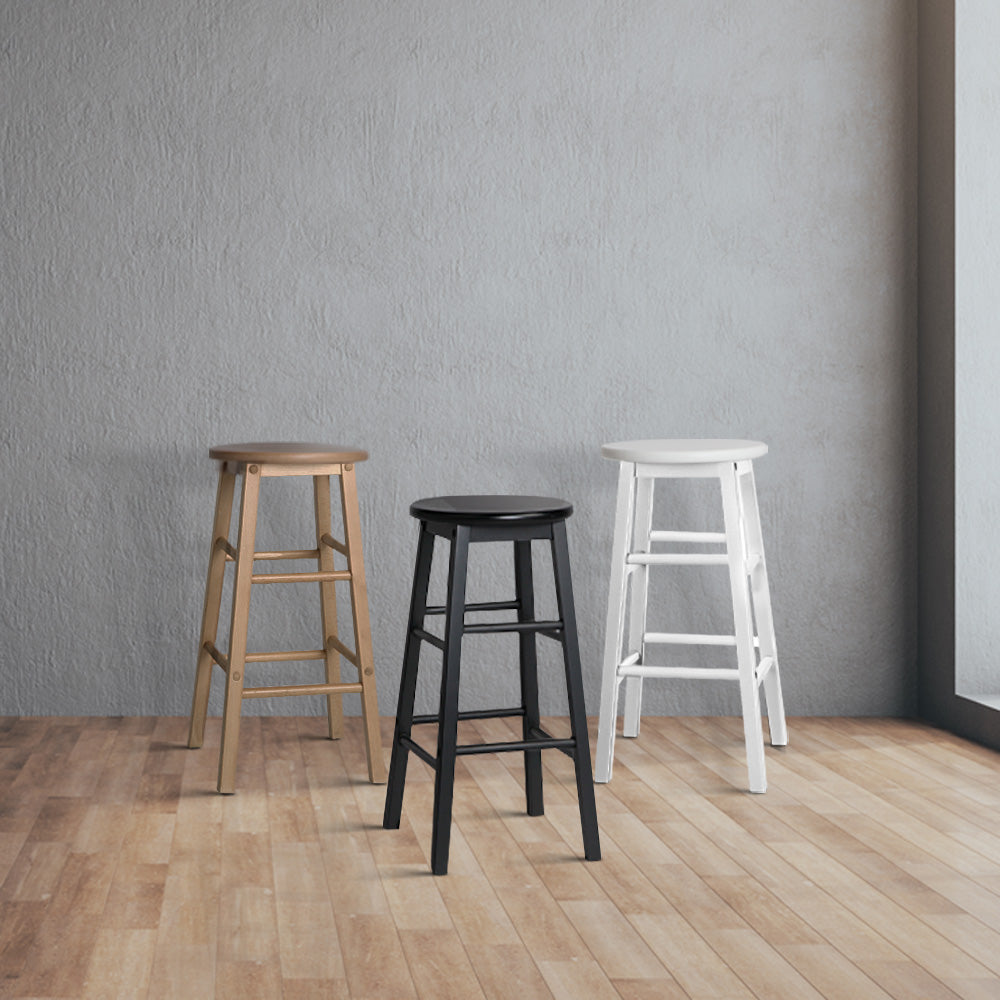 Set of 2 Beech Wood Backless Bar Stools - Black - image8