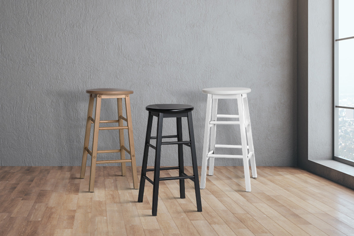 Set of 2 Beech Wood Backless Bar Stools - Black - image9