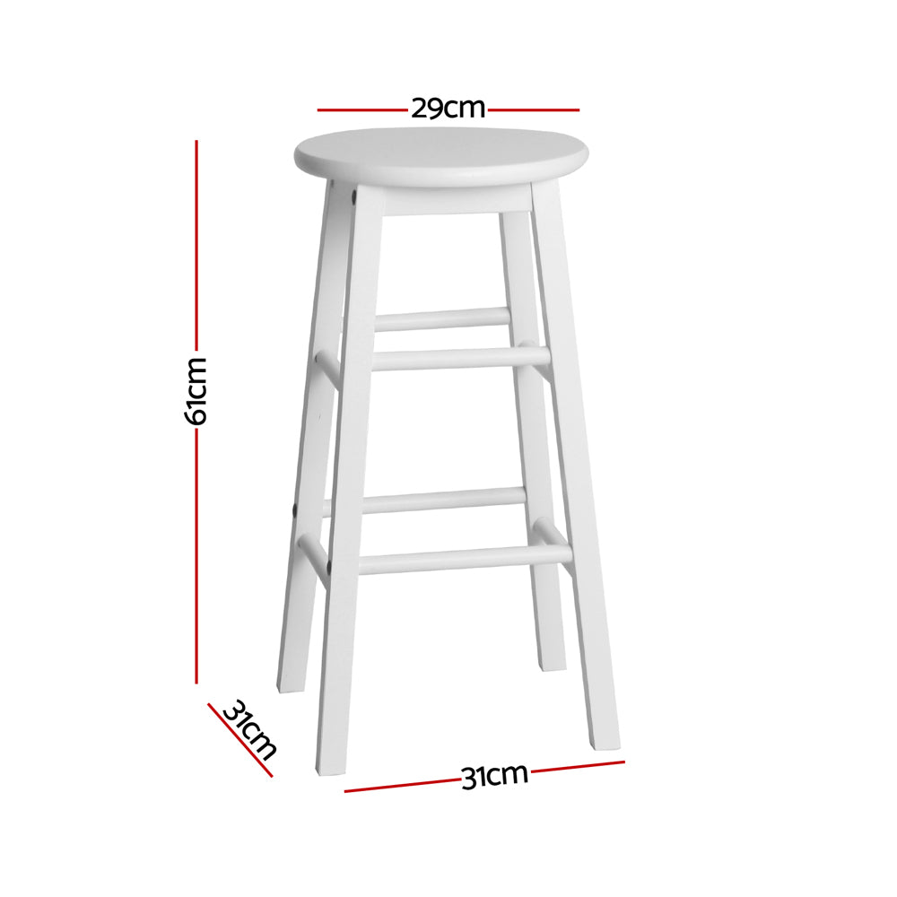 Set of 2 Beech Wood Backless Bar Stools - White - image2