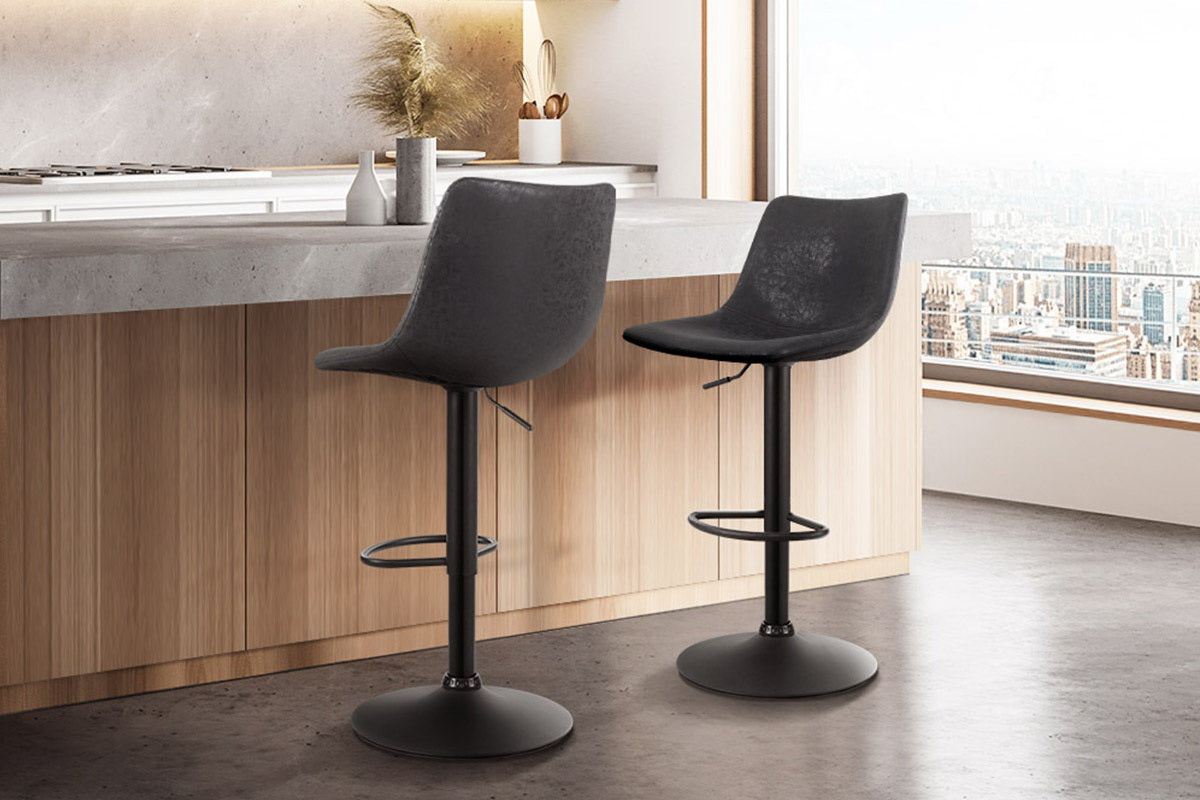 Set of 2 Bar Stools Gas Lift- Black - image9