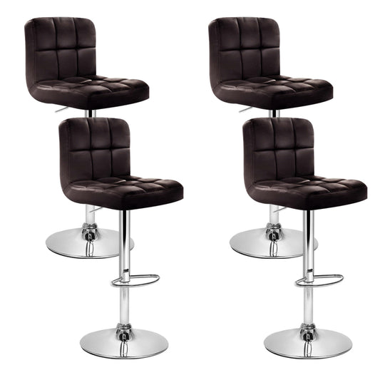 Set of 4 Bar Stools Gas lift Swivel - Steel and Chocolate - image1