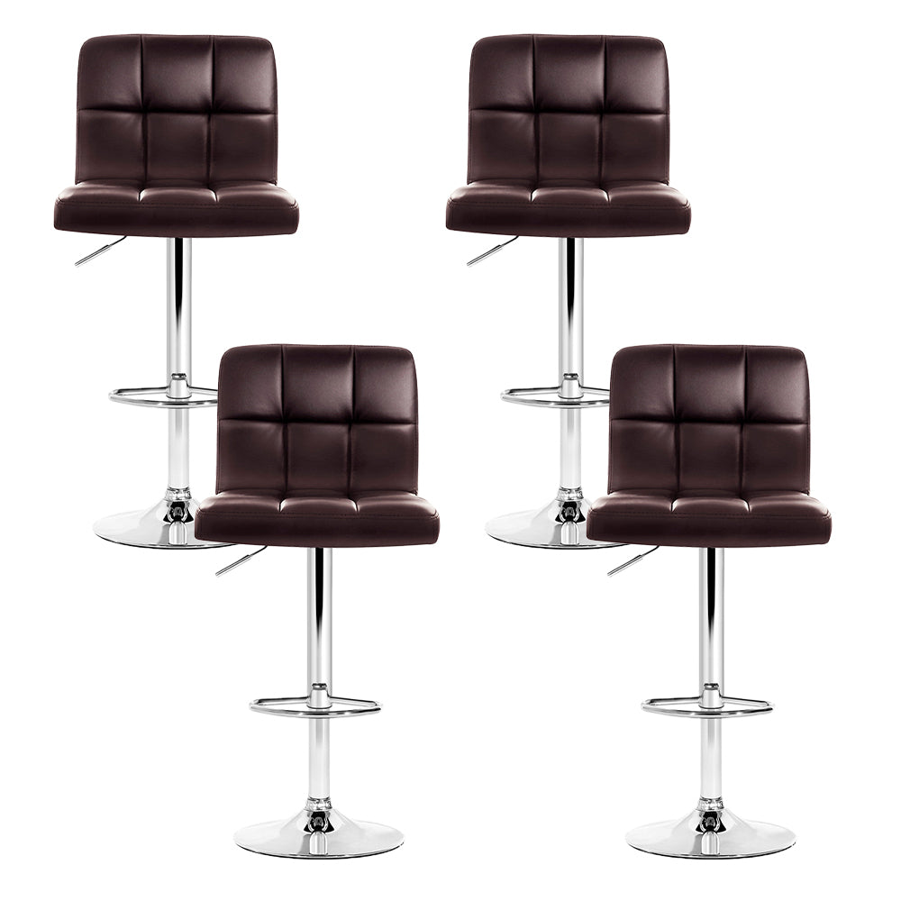 Set of 4 Bar Stools Gas lift Swivel - Steel and Chocolate - image3