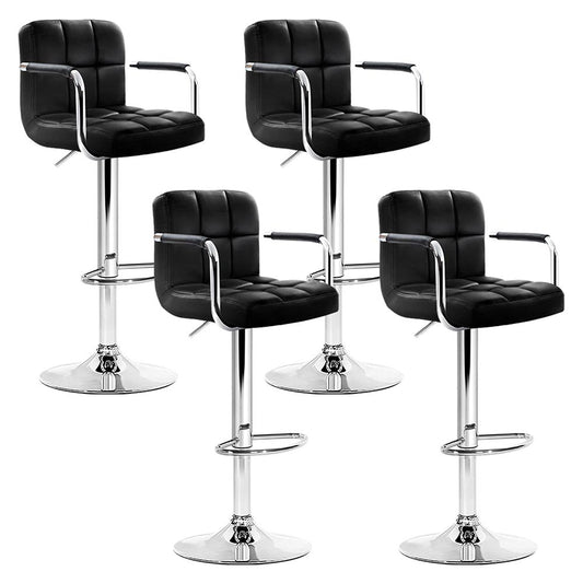 Set of 4 Bar Stools Gas lift Swivel Armrests - Steel and Black - image1