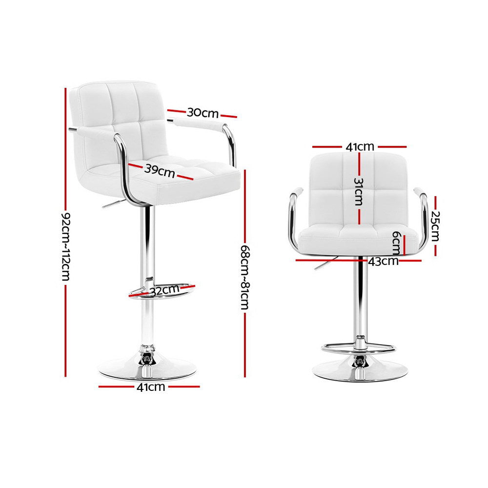 Set of 2 Bar Stools Gas lift Swivel - Steel and White - image2