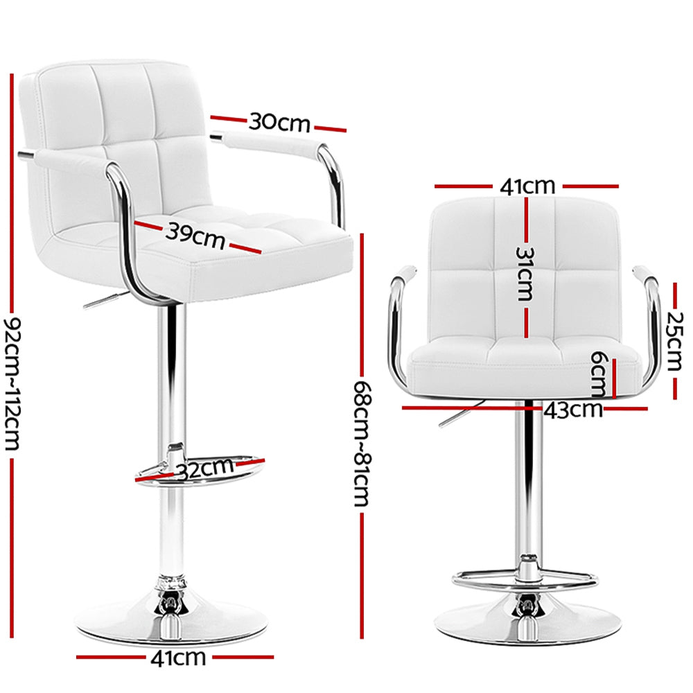 Set of 4 Bar Stools Gas lift Swivel - Steel and White - image2