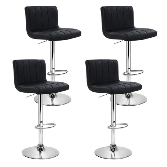 set of PU Leather Bar Stools Kitchen Chair Bar Stool Black Lana Gas Lift Swivel - image1