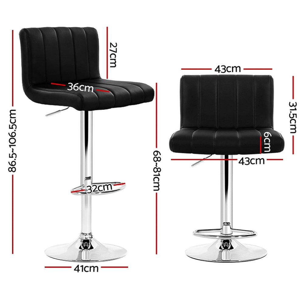 set of PU Leather Bar Stools Kitchen Chair Bar Stool Black Lana Gas Lift Swivel - image2