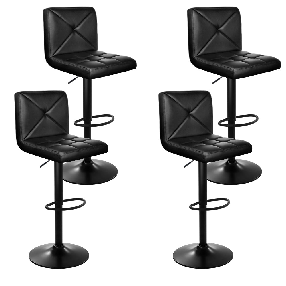 Set of 4 Bar Stools PU Leather Criss Cross Style - Black and Chrome - image1